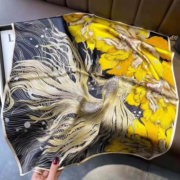 100% Pure Silk Satin Scarf High-Quality - Square Scarves. Bag Wrist/Scarf - Picture 5 of 9